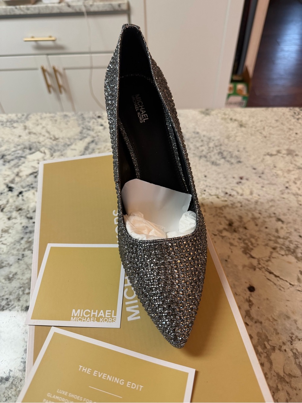 Michael Kors Women's Gunmetal Glitter Pointed Toe Pump